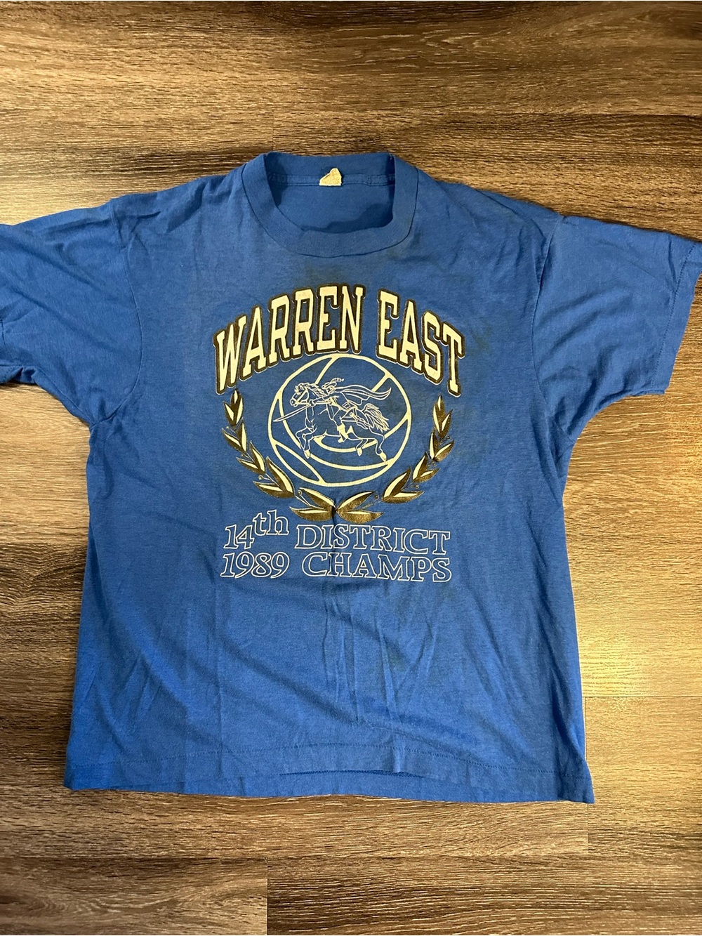 **VINTAGE** Warren East Blue Graphic Crewneck T-Shirt sz L